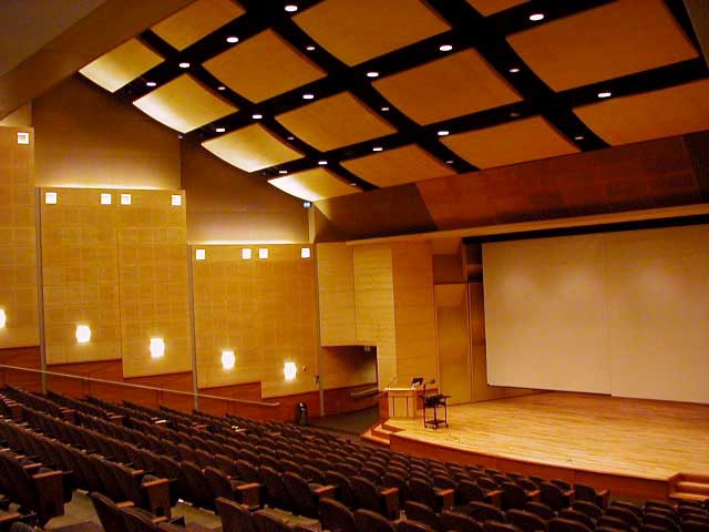 wooden stage with wooden walls
