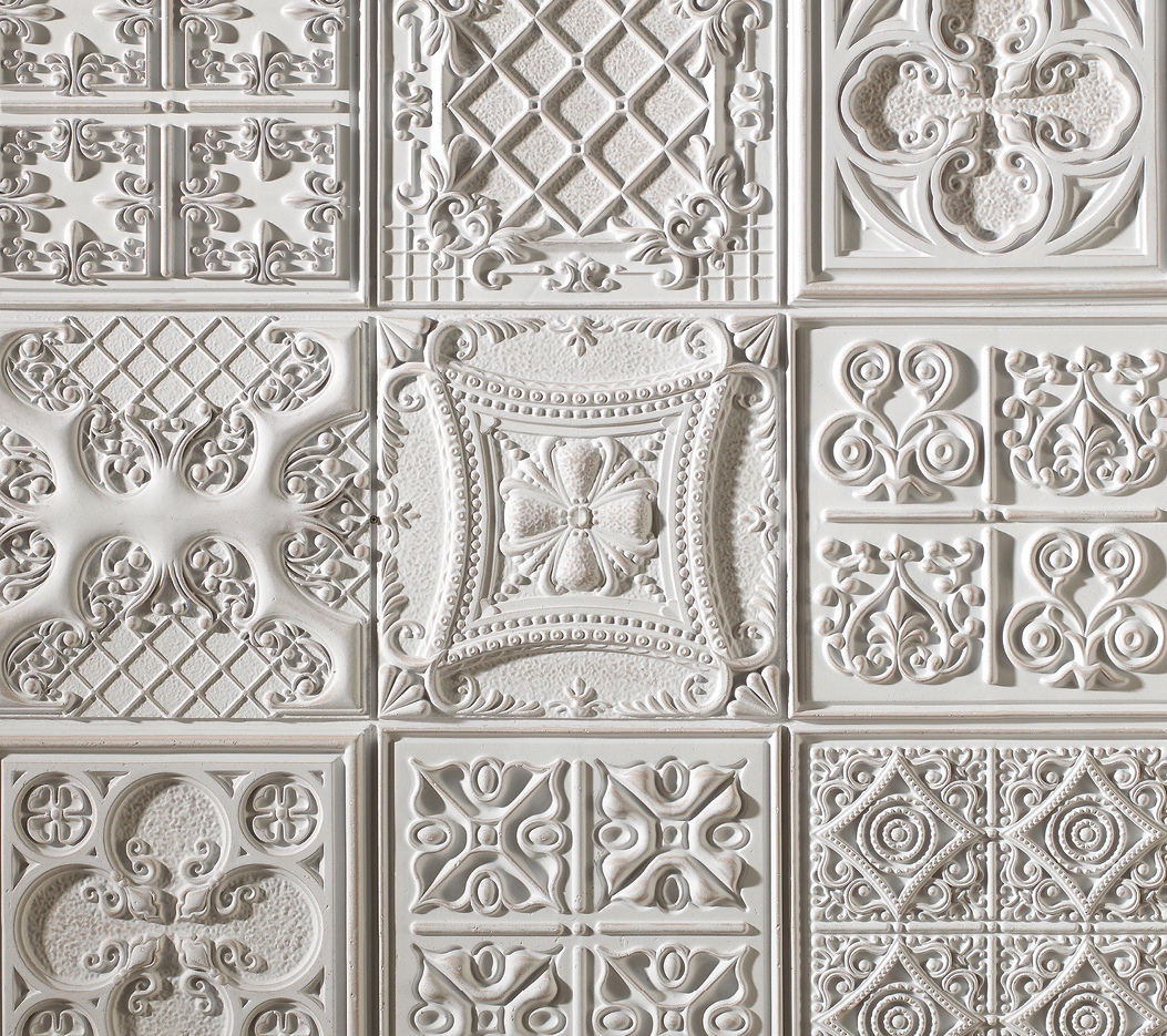 PP_6b - Versailles versailles white vintage engraved square panel different patterns