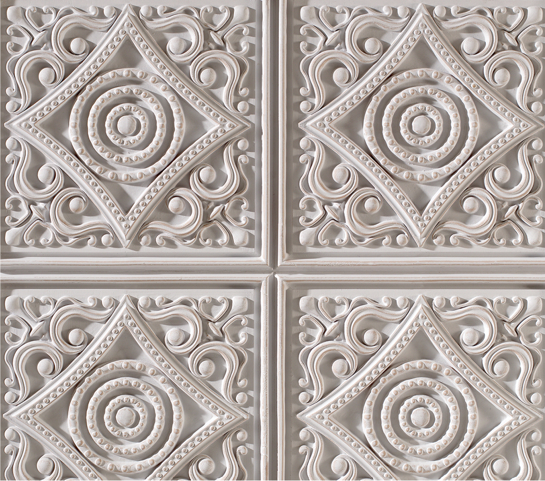 loyra white vintage engraved square panels