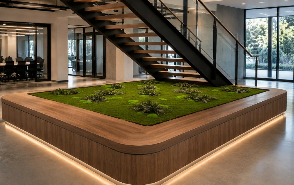 Plant highlights under stairs